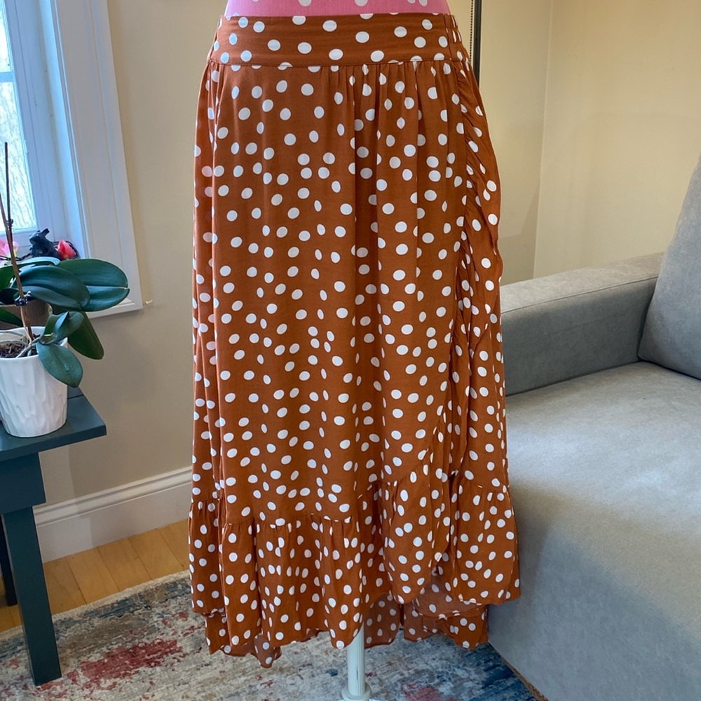 Maje Ruffle-hem Polka-dot Skirt